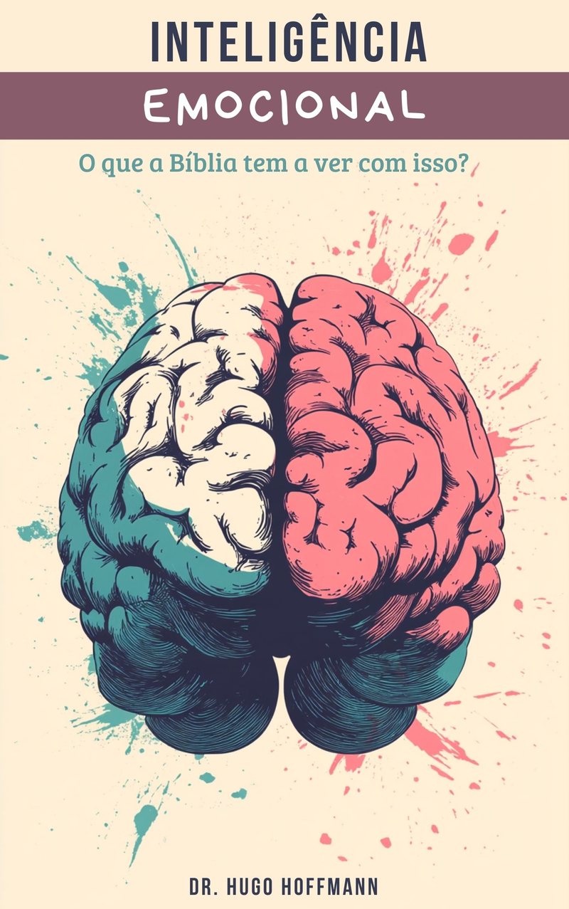 Capa do livro Inteligência Emocional: o que a Bíblia tem a ver com isso?, de Dr. Hugo Hoffmann, com a ilustração de um cérebro em tons de verde-azulado e coral.